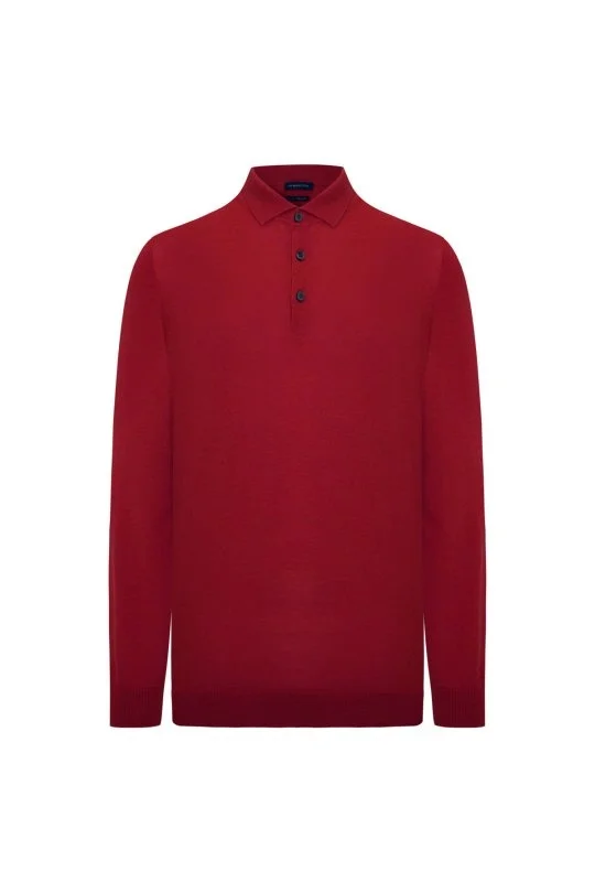 Hemington - Merino Yün Polo Yaka Kırmızı Kazak (6)
