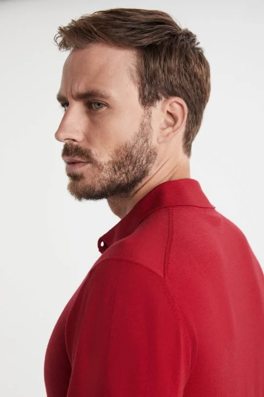 Hemington - Merino Yün Polo Yaka Kırmızı Kazak (2)