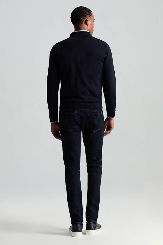 Extrafine Merino Polo Yaka Lacivert Triko