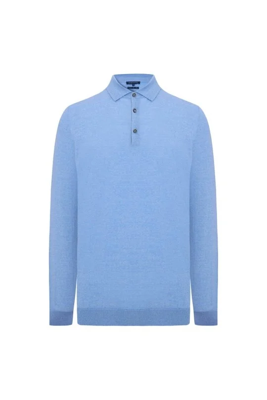 Hemington - Merino Yün Polo Yaka Mavi Kazak (6)