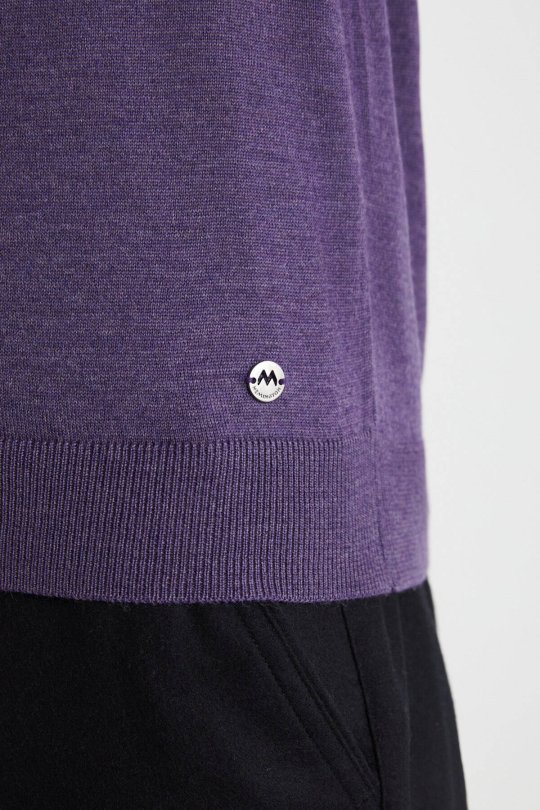 Merino Yün Polo Yaka Mor Kazak