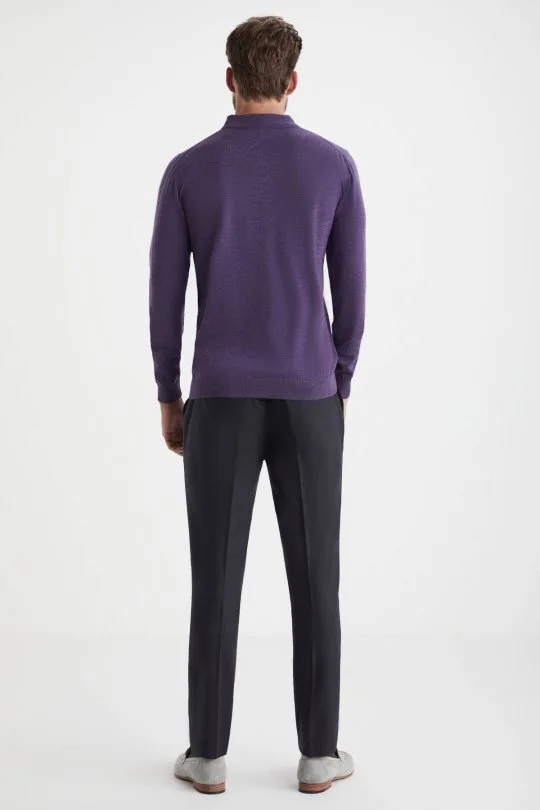 Hemington - Merino Yün Polo Yaka Mor Kazak (4)