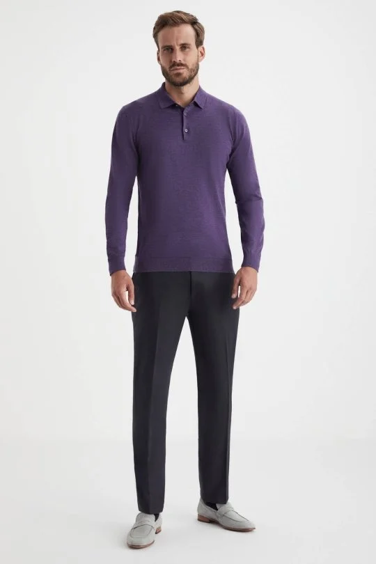 Hemington - Merino Yün Polo Yaka Mor Kazak (1)