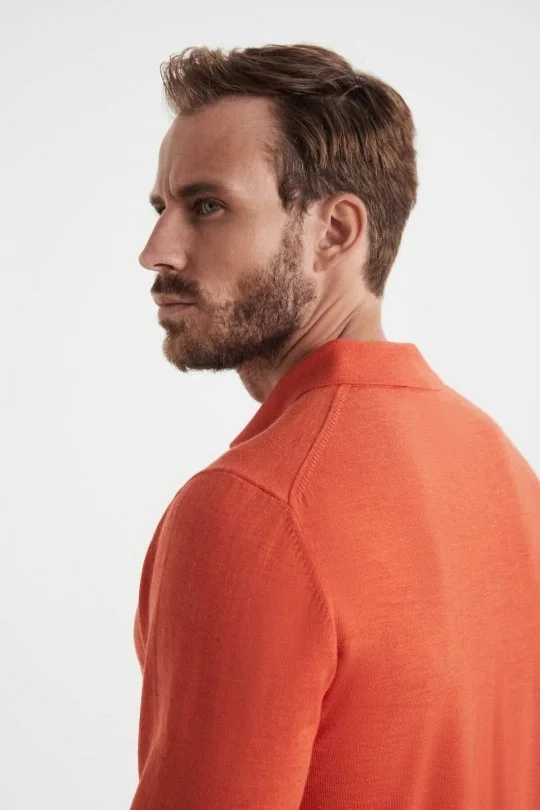 Hemington - Merino Yün Polo Yaka Turuncu Kazak (2)