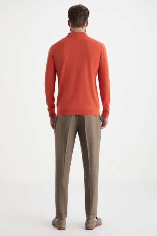 Hemington - Merino Yün Polo Yaka Turuncu Kazak (4)