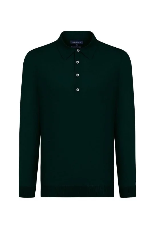 Hemington - Extrafine Merino Polo Yaka Zümrüt Yeşili Triko (7)