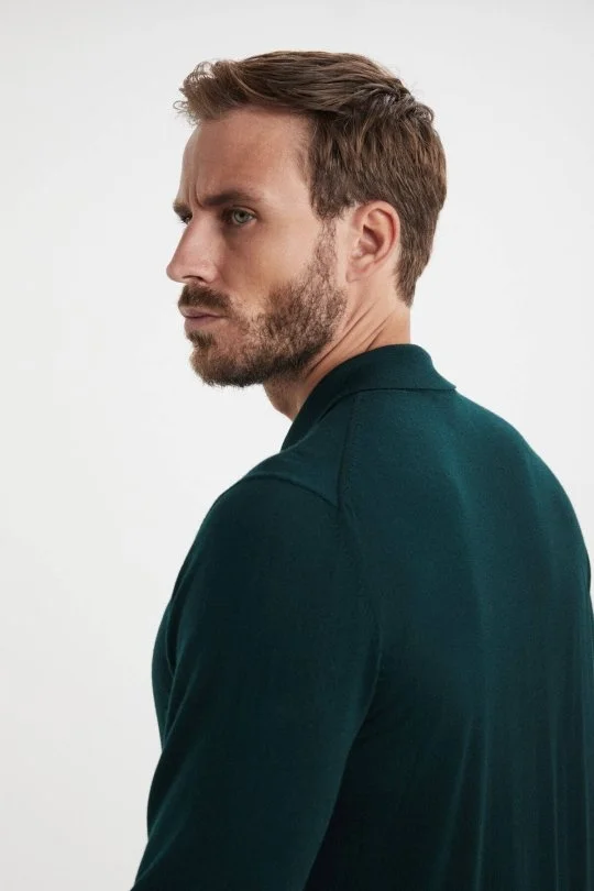 Hemington - Extrafine Merino Polo Yaka Zümrüt Yeşili Triko (5)