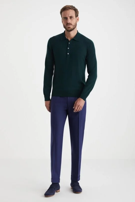 Hemington - Extrafine Merino Polo Yaka Zümrüt Yeşili Triko (2)