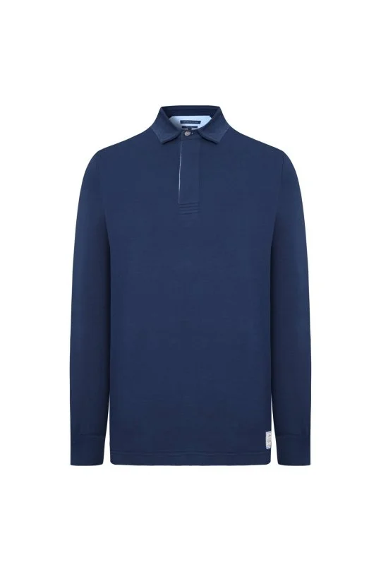 Polo Yaka Pamuk Karışımlı Lacivert Sweatshirt