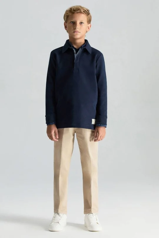 Hemington - Polo Yaka Pamuk Karışımlı Lacivert Çocuk Sweatshirt (1)