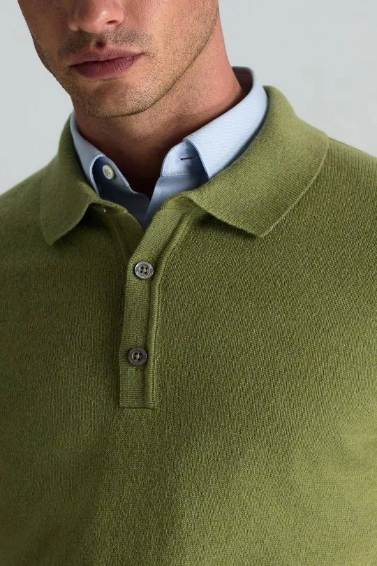 Hemington - Polo Yaka Saf Kaşmir Yeşil Kazak (3)