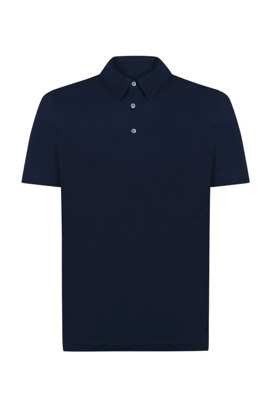 Hemington - Saf Keten Lacivert Polo Yaka T-Shirt (5)