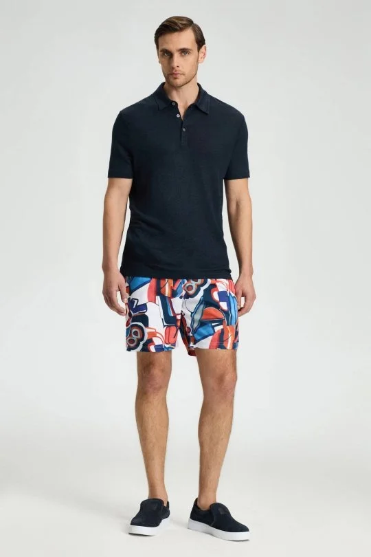 Hemington - Saf Keten Lacivert Polo Yaka T-Shirt (1)