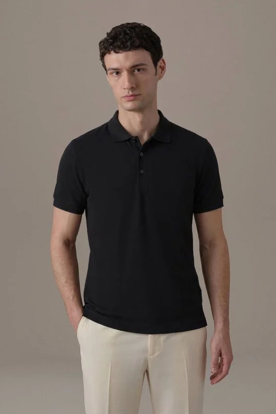 Polo Yaka Siyah T-Shirt