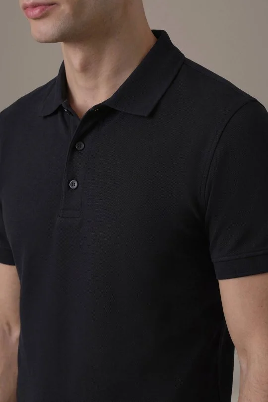 Polo Yaka Siyah T-Shirt
