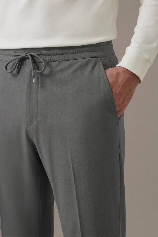 Relax Fit Bağcıklı Antrasit Chino Pantolon