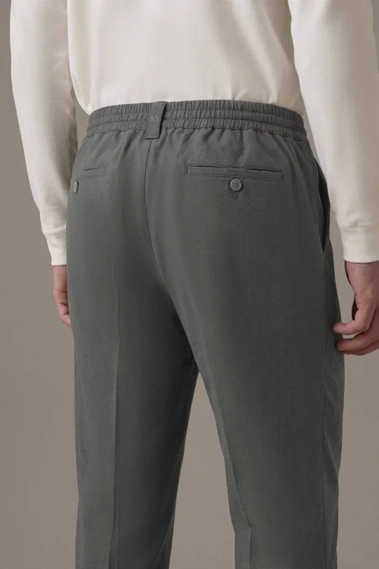 Relax Fit Bağcıklı Antrasit Chino Pantolon