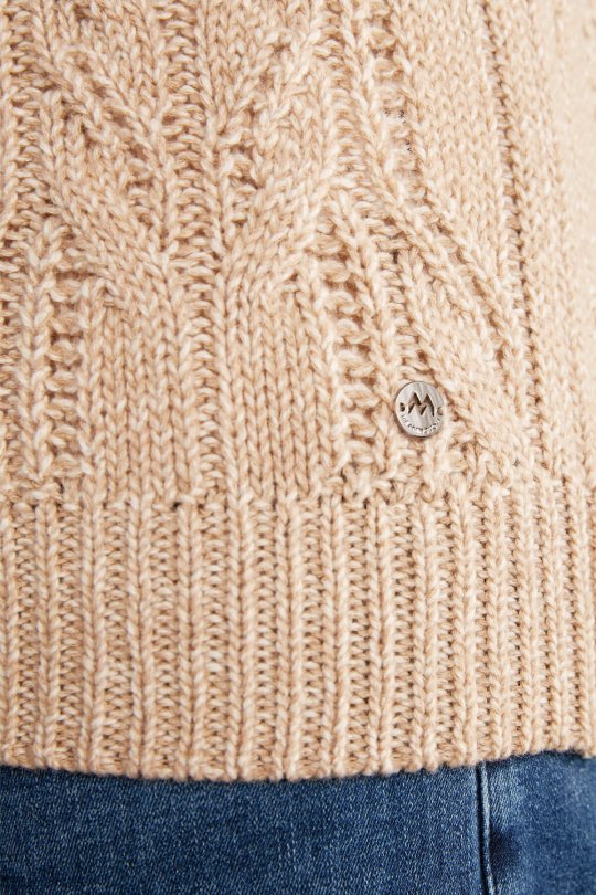 Saç Örgü Desen Camel Merino Yün Kazak