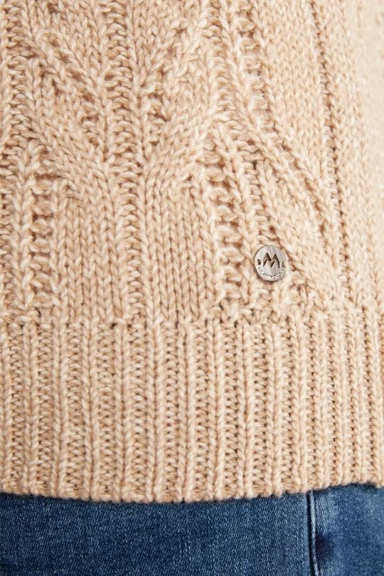 Hemington - Saç Örgü Desen Camel Merino Yün Kazak (6)