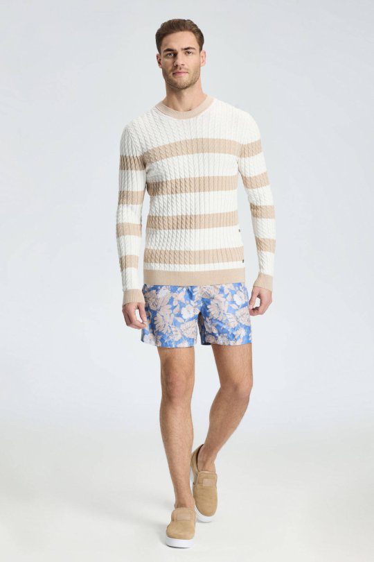 Saç Örgü Desen Krem Rengi Beyaz İnce Yazlık Triko