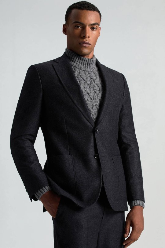 Saf Kaşmir Antrasit Blazer Ceket