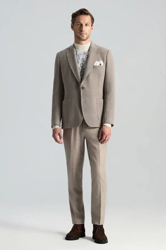 Hemington - Saf Kaşmir Bej Chino Flanel Pantolon (2)
