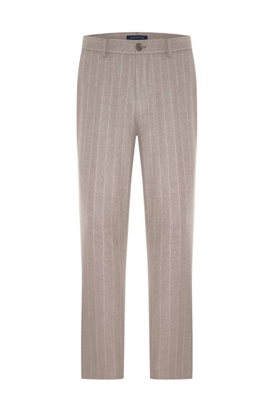 Saf Kaşmir Bej Chino Flanel Pantolon