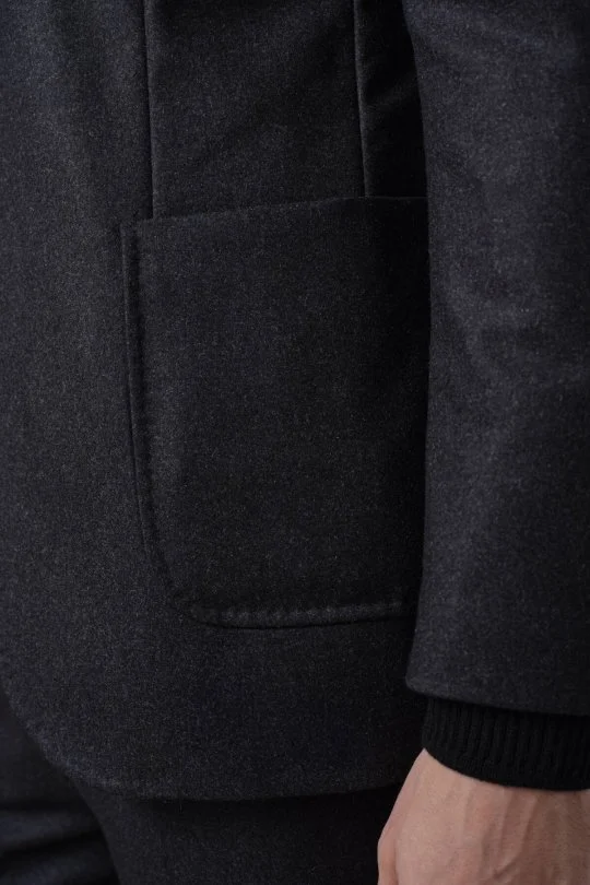 Saf Kaşmir Antrasit Blazer Ceket