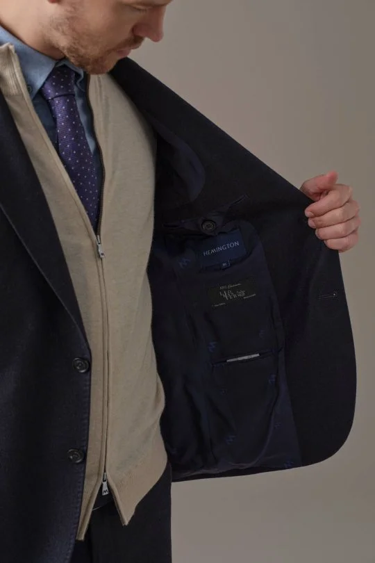 Saf Kaşmir Lacivert Blazer Ceket