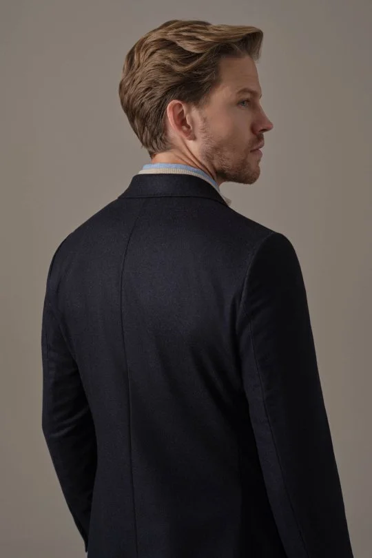 Saf Kaşmir Lacivert Blazer Ceket