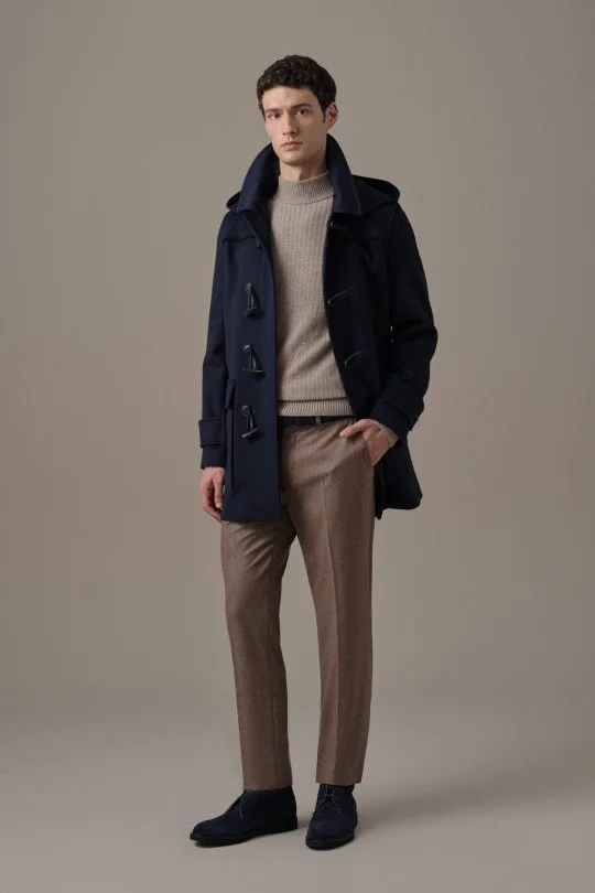 Saf Kaşmir Lupeto Yaka Zigzag Örgü Camel Kazak