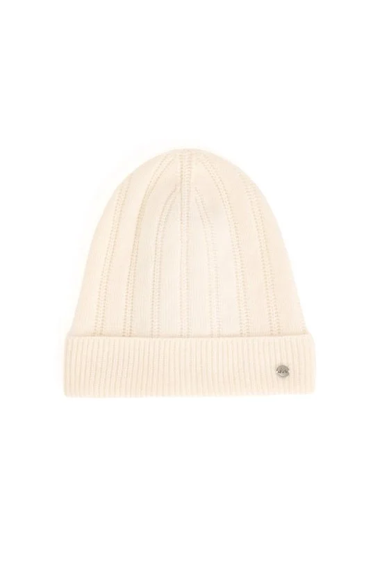 Hemington - Saf Kaşmir Örgü Desenli Beyaz Bere (3)