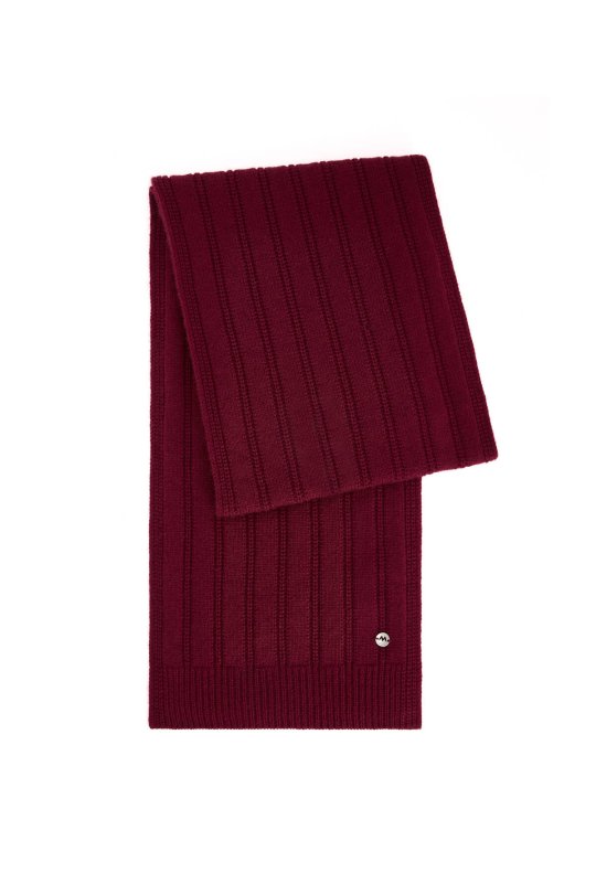 Saf Kaşmir Örgü Desenli Bordo Atkı