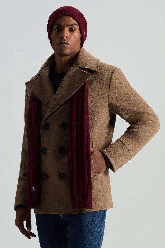 Saf Kaşmir Örgü Desenli Bordo Atkı