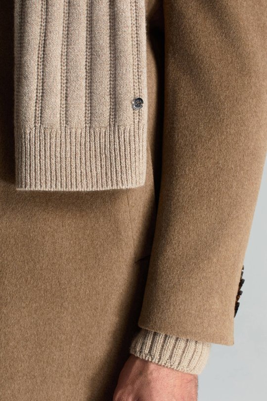 Saf Kaşmir Örgü Desenli Camel Atkı