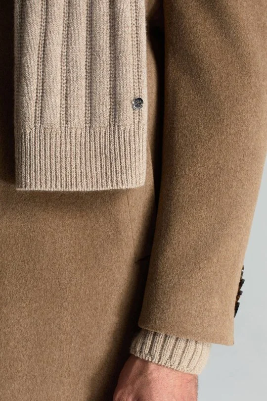 Hemington - Saf Kaşmir Örgü Desenli Camel Atkı (3)