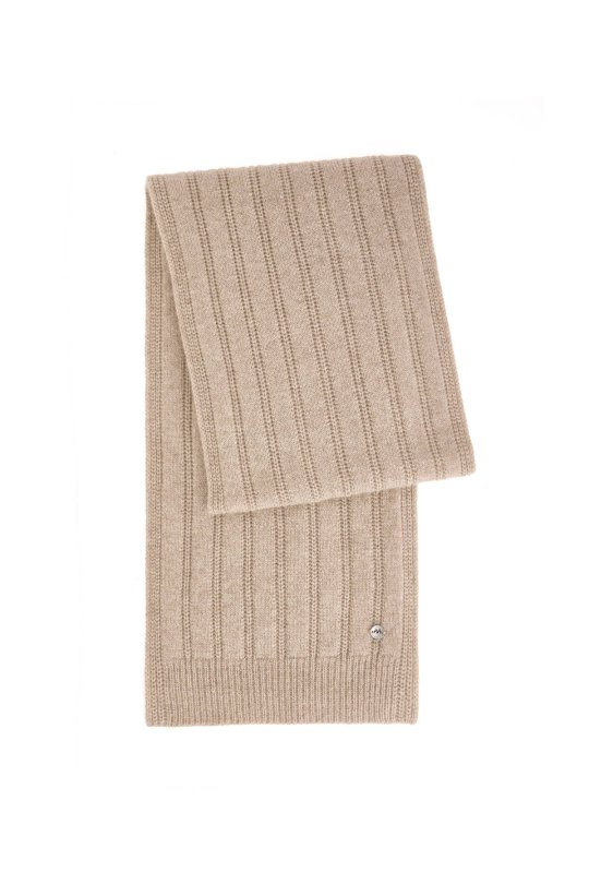 Saf Kaşmir Örgü Desenli Camel Atkı