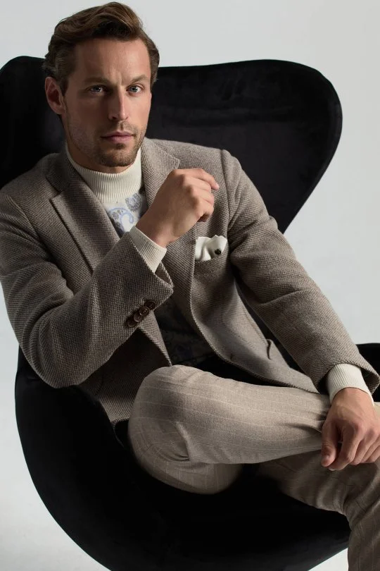 Hemington - Saf Kaşmir Paisley Desen Lupetto Yaka Ekru Triko (5)