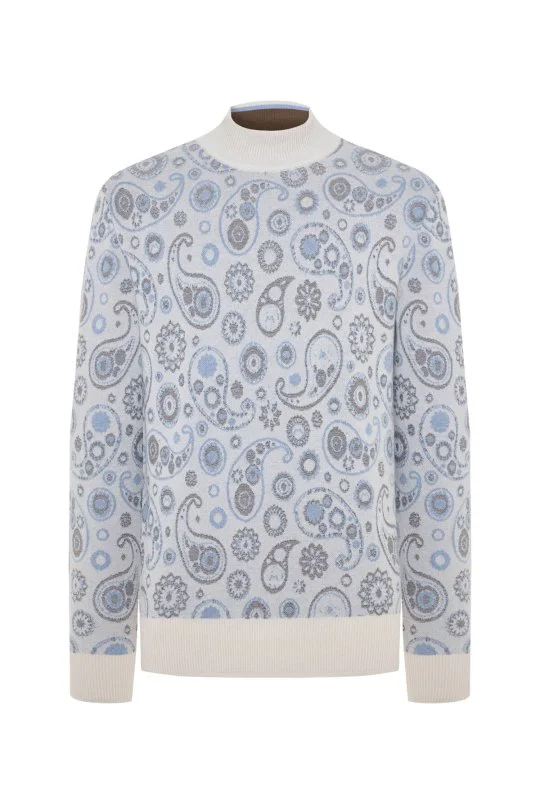 Hemington - Saf Kaşmir Paisley Desen Lupetto Yaka Ekru Triko (6)