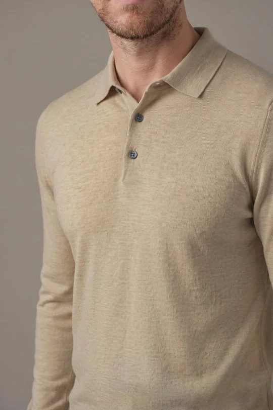Hemington - Saf Kaşmir Polo Yaka Bej Triko (3)