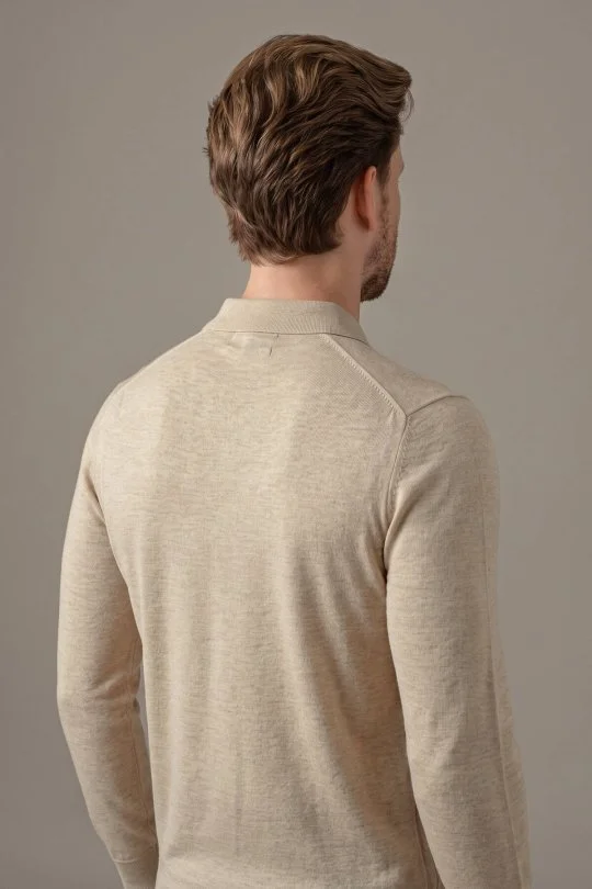 Hemington - Saf Kaşmir Polo Yaka Bej Triko (4)