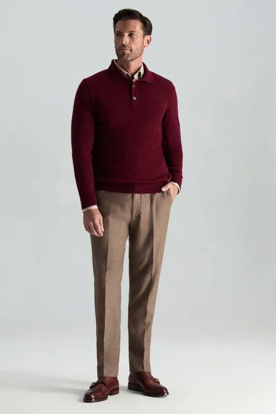 Hemington - Polo Yaka Saf Kaşmir Bordo Kazak (1)