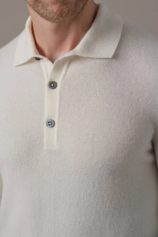 Hemington - Saf Kaşmir Polo Yaka Ekru Kazak (3)