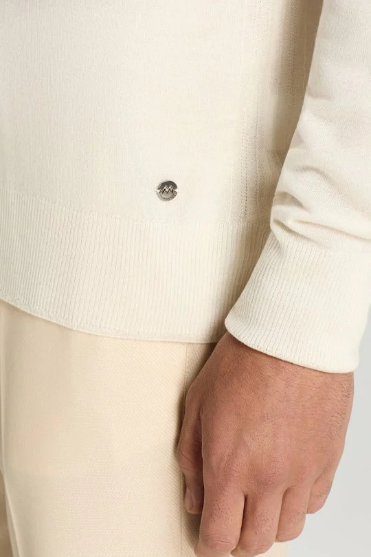 Hemington - Saf Kaşmir Polo Yaka Fermuarlı Beyaz Triko (5)