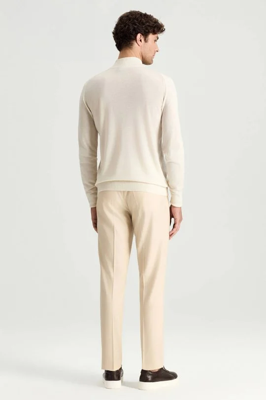 Hemington - Saf Kaşmir Polo Yaka Fermuarlı Beyaz Triko (6)