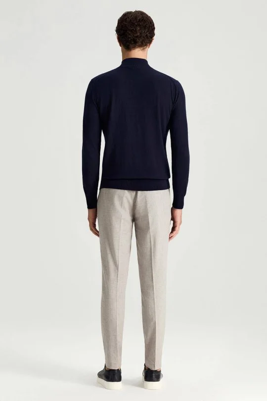 Hemington - Saf Kaşmir Polo Yaka Fermuarlı Lacivert Triko (5)