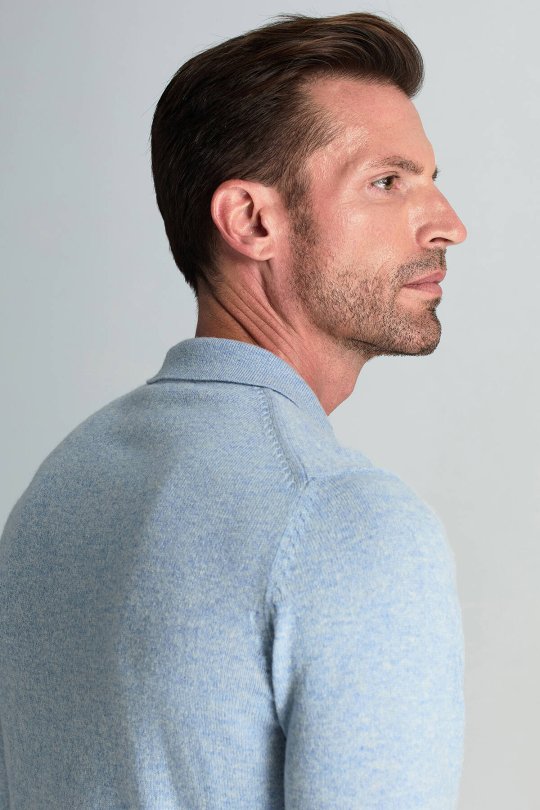 Polo Yaka Saf Kaşmir Gök Mavisi Kazak