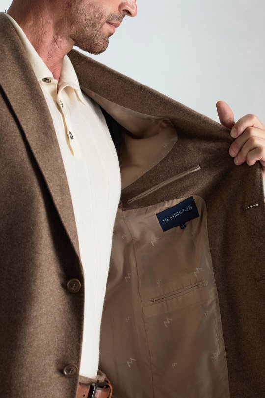 Saf Kaşmir Tütün Rengi Blazer Ceket