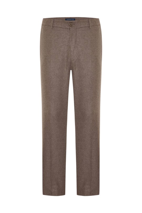 Saf Kaşmir Tütün Rengi Chino Flanel Pantolon