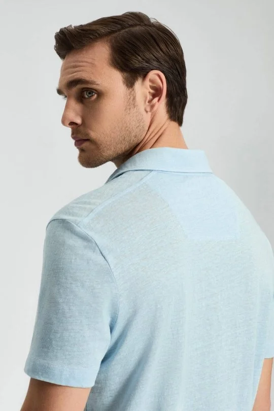 Hemington - Saf Keten Açık Mavi Polo Yaka T-Shirt (4)